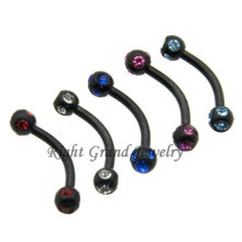 Schwarzem PVD-Finish eloxiert Crystal Augenbraue Piercingschmuck